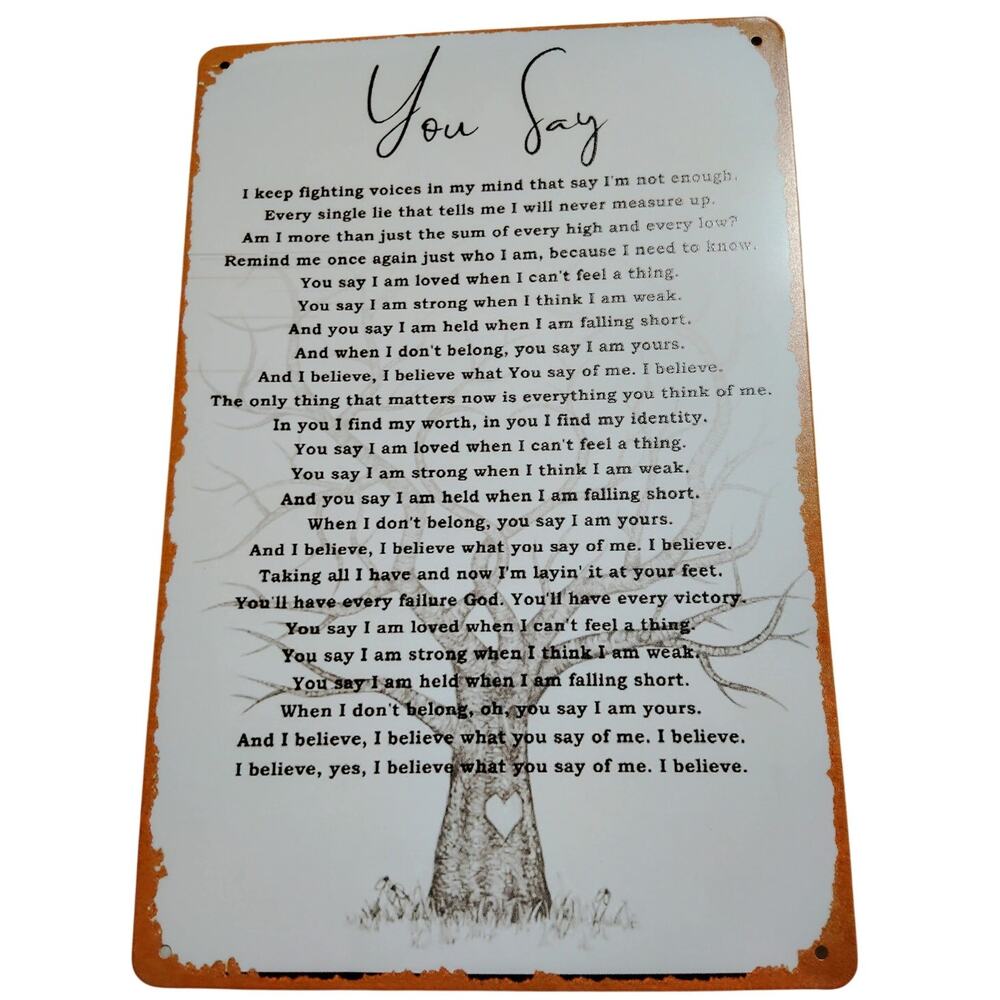 Inspirational Poem "You Say" Tin Sign – 12x8 Retro Metal Wall Décor